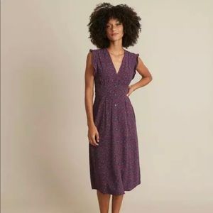 Marine Layer Camila midi ruffle dress in Cabernet floral, size small